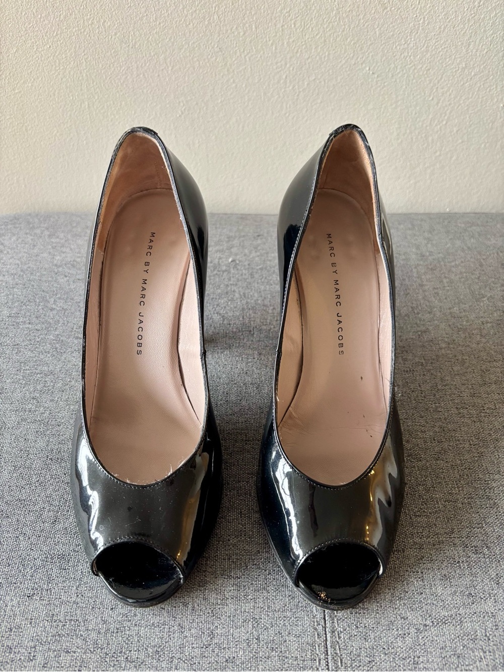 Marc by Marc Jacobs Black Patent Peep Toe Pumps